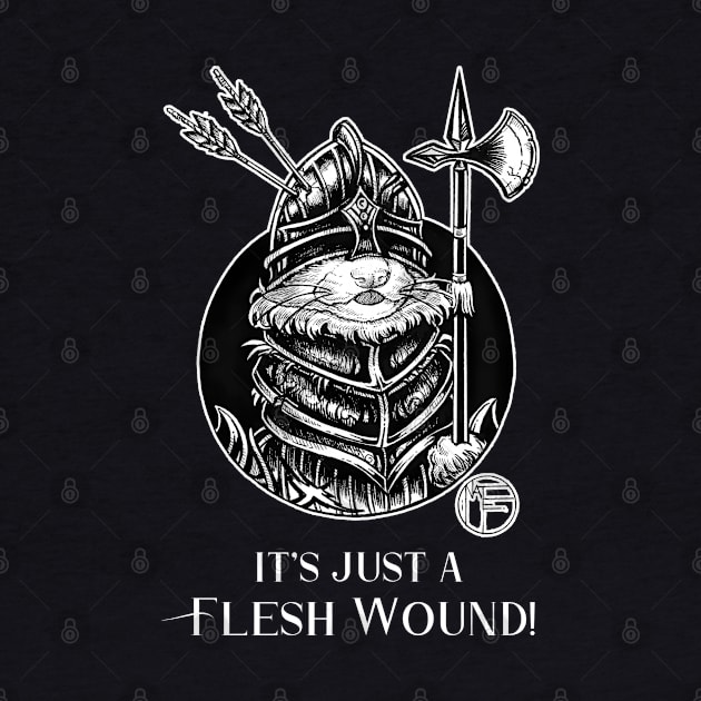 Ferret Knight - It's Just A Flesh Wound! - White Outlined Version by Nat Ewert Art